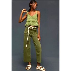 Nwt's FRAME Pleated Carrot Trouser In Washed Military